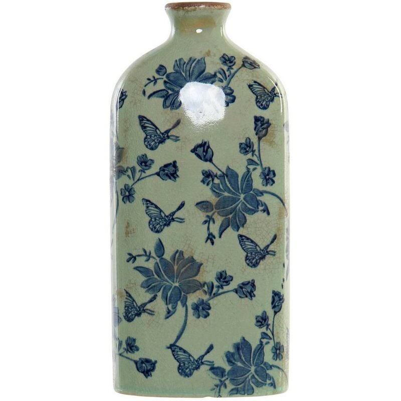 

Jarrón DKD Home Decor Azul Verde Mariposa Cottage (14 x 7 x 31 cm)