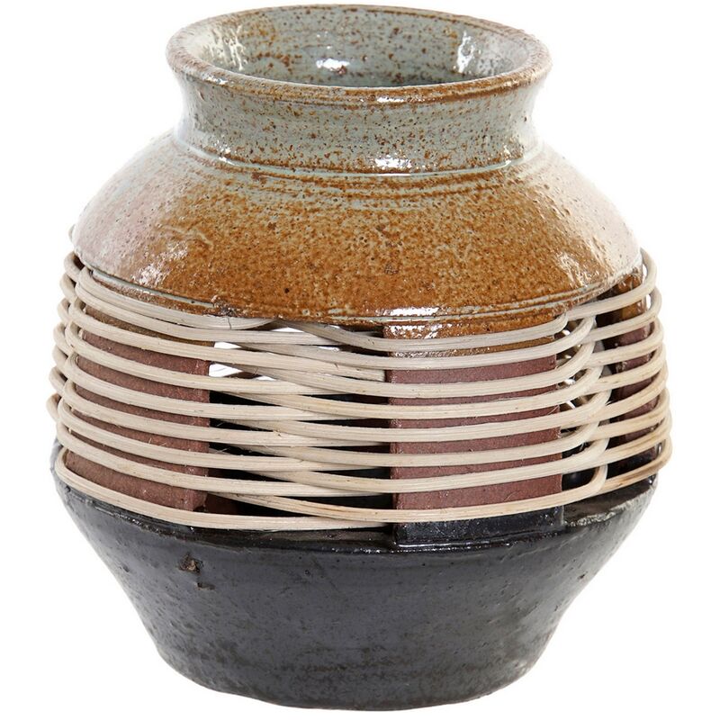 

Jarrón DKD Home Decor Ratán Gres Tropical (16 x 16 x 16 cm)