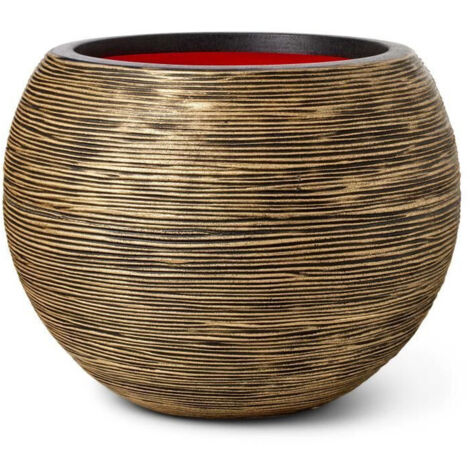 Jarrón esférico - CAPI EUROPE - RIB NL - 40 x 32 cm - Negro / Oro