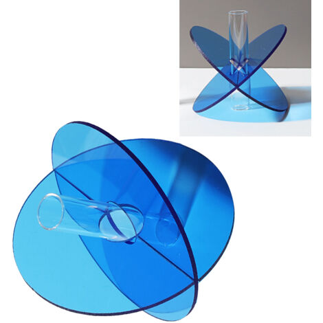 Jarrón geométrico de acrílico Mano, 15 x 13 x 2 cm, disco, azul transparente – diseño minimalista, duradero y fácil de limpiar.