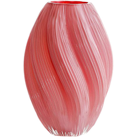 Jarrón giratorio de vidrio maltoso soplado a mano (27 x 18 cm), color rosa, ideal para salas de estar, pasillos y recibidores. Incluye embalaje de cartón con inserto de espuma.