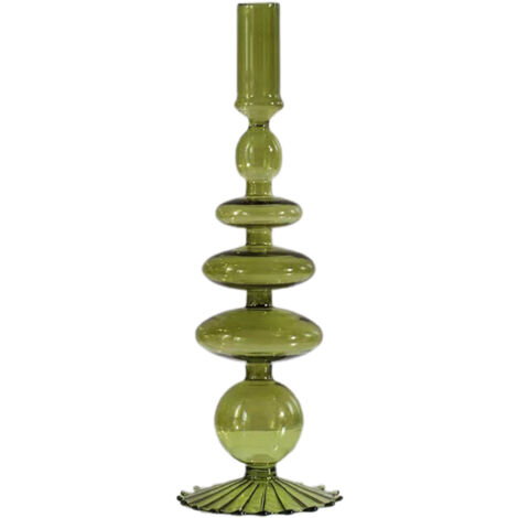 Jarrón hidropónico con base verde a rayas, material: vidrio, dimensiones: 28 x 2,5 x 9 cm, 1 jarrón