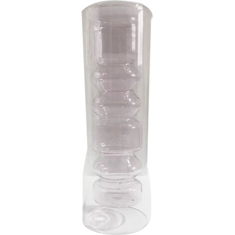 Jarrón hidropónico de cristal rosa, modelo 6 – Recipiente decorativo moderno para salón y dormitorio (altura: 25 cm)