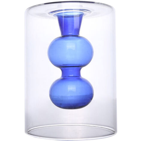 Jarrón hidropónico para plantas y aromaterapia, jarrón moderno de cristal azul grueso, estilo 1 (8 cm x 10,5 cm) para la decoración del salón.