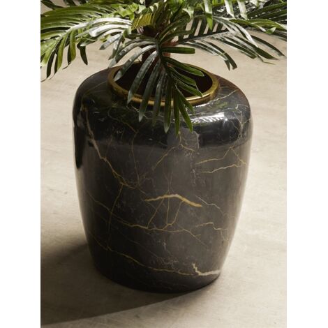 Jarron Imit. Marmol Negro Y Beige 36 Cms. 33Dx36 Cms