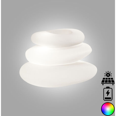 Jarrón luminoso de diseño de 75x62 cm y 47 cm de alto, en polímero con LED multicolor con alimentación a batería y solar, para interiores y exteriores