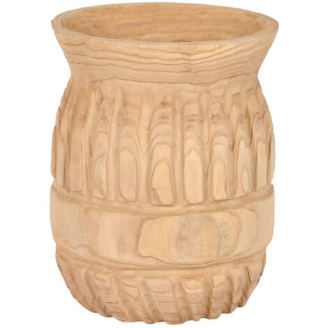 Jarron Madera Paulownia 28X28X36 Tallado Natural