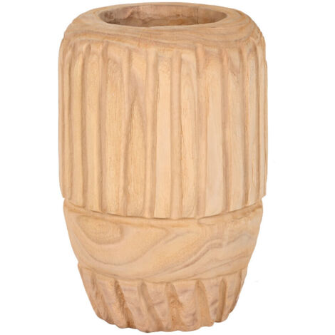 Jarron Madera Paulownia 29X29X42 Tallado Natural