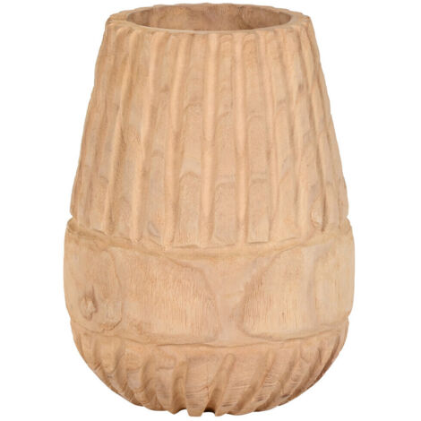 Jarron Madera Paulownia 32X32X42 Tallado Natural