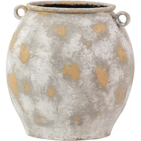 Jarron Metal Blanco Biege 30X30X33 Cm