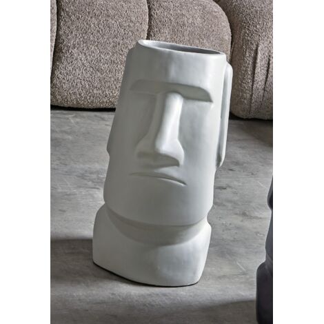 Jarron Moai Lacado Beige 52 Cms. 27X24X52 Cms
