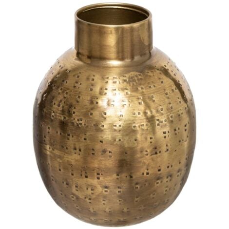 Jarrón «Oasis» - metal martillado - dorado H15 cm - Atmosphera créateur d'intérieur