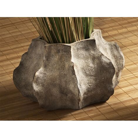 Jarron Octogonal Ondul. Blanco Granulado 26 Cms. 42X46X26 Cms