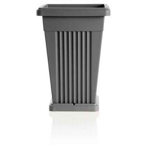 Jarrón Pirámide Gris con Platillo