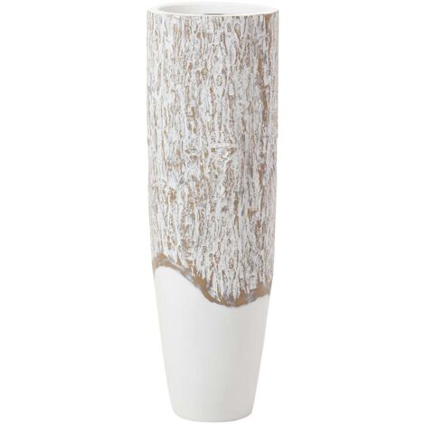Jarron Resina Blanco Marron 19X19X60 Cm