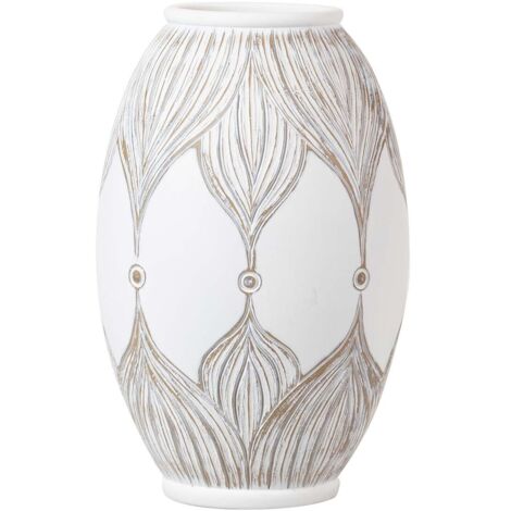 Jarron Resina Blanco Marron 22X22X36 Cm
