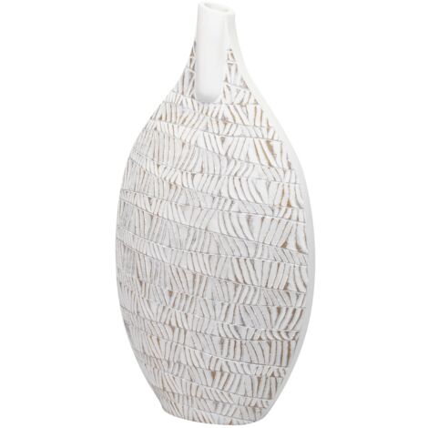 Jarron Resina Blanco Relieve 31X14X57 Cm