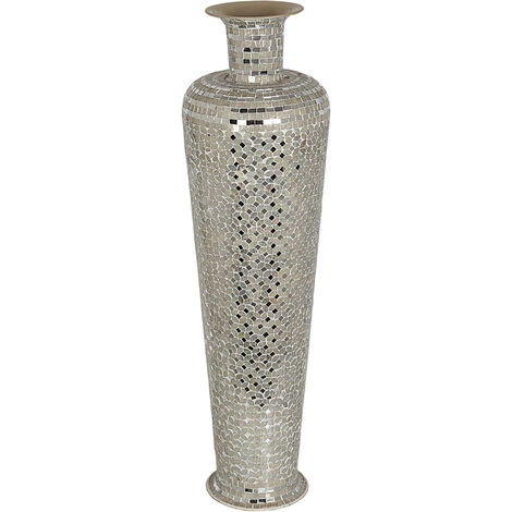 Jarron Suelo Metal/Mosaico Plata 252214