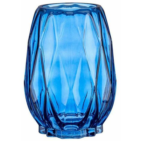 Jarrón Tallado Rombos Cristal Azul (13,5 x 19 x 13,5 cm) 8430852778819 S3610621 Gift Decor