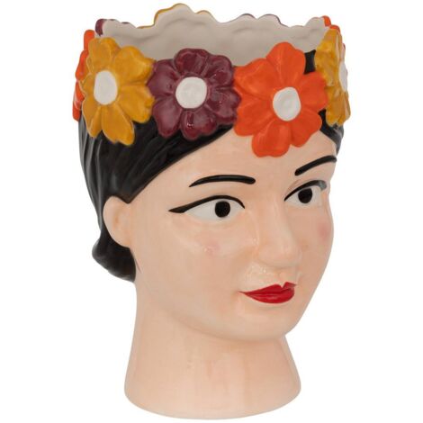 Jarrón Yuca de cerámica con cabeza de mujer H18.2cm - Atmosphera créateur d'intérieur