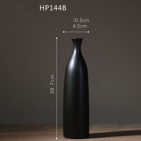 Jarrones blancos y negros sencillos para decoración de hogar y oficina, botella, olla de cerámica, vaso clásico, elegante, regalos para boda,Black 39.7x10.5cm