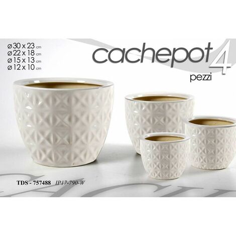 Jarrones Chachepot set 4 piezas blanco decorado