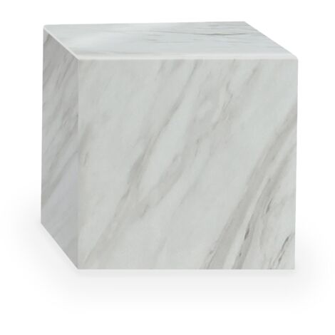 JASMIA - Table basse carré marbre d'ingénierie blanc