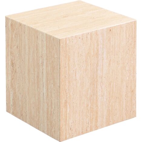 JASMIA - Table basse carré marbre d'ingénierie couleur travertin