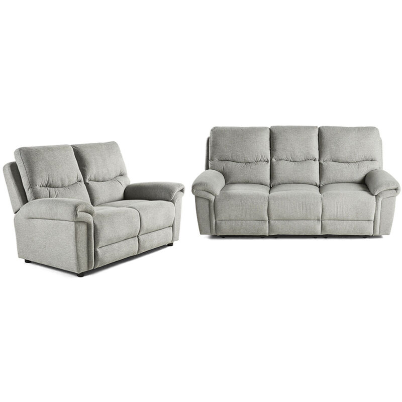 Bestmobilier - Jasmin - canapé relax électrique 2 et 3 places - en tissu - gris clair