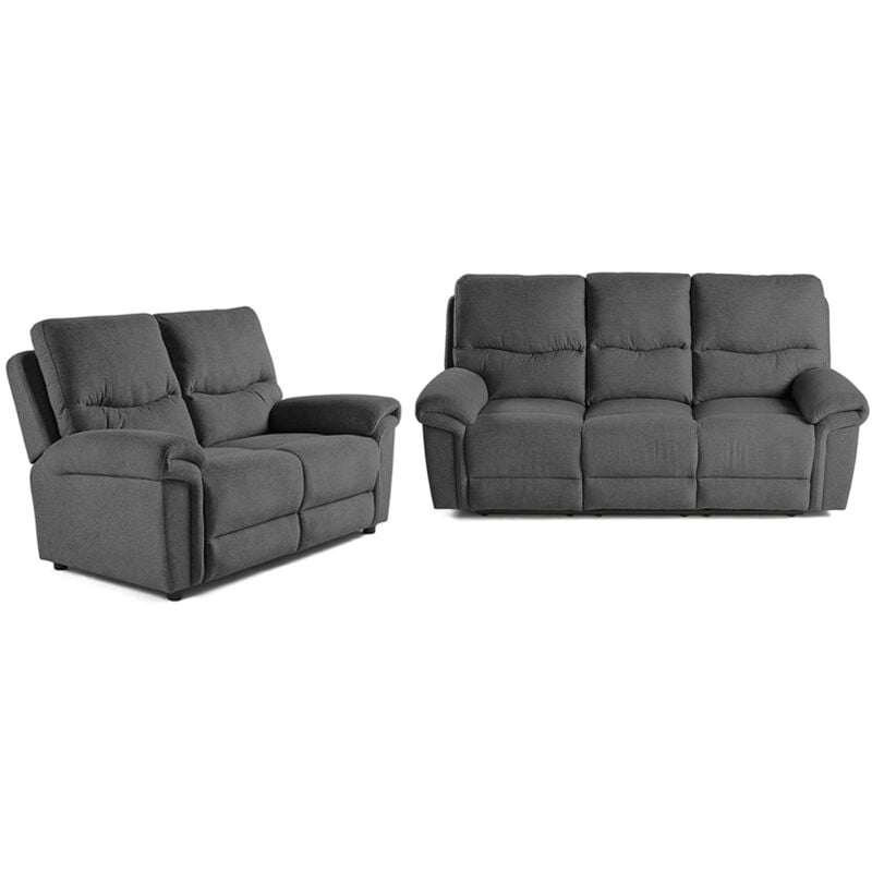 Bestmobilier - Jasmin - canapé relax électrique 2 et 3 places - en tissu - gris foncé