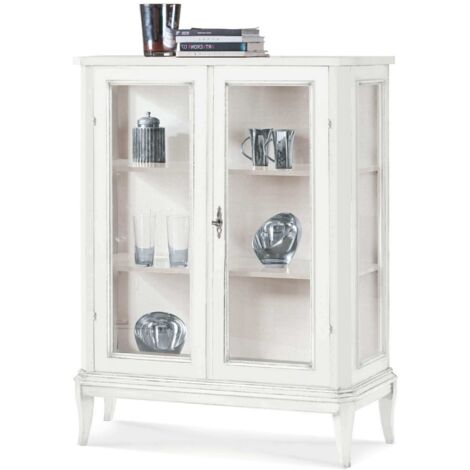 JASMINE - credenza con vetrina in legno massello cm 96 x 36 x 116 h