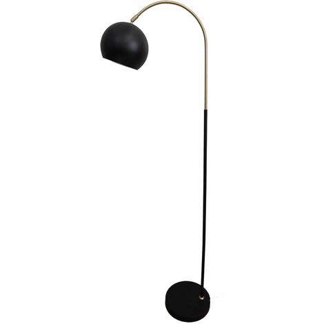 FIRST CHOICE LIGHTING Jason - Black with Brass Arched Floor Lamp