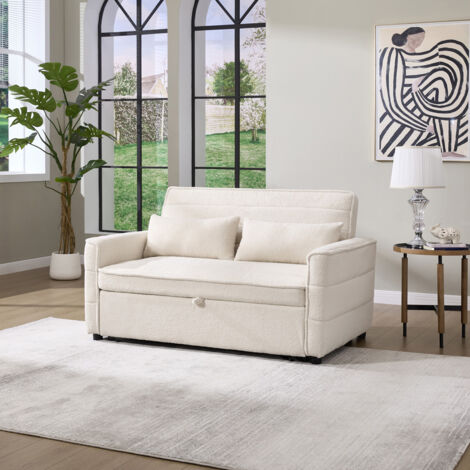 JASPER BOUCLE 2 SEATER SOFA BED (BEIGE)