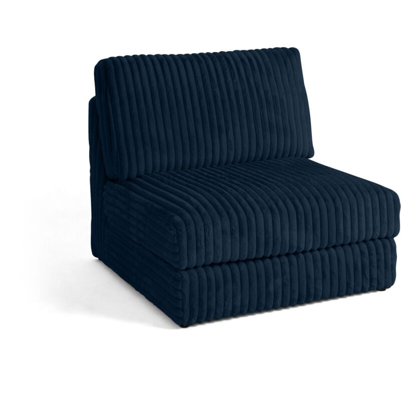 Lisa Design - Jasper - module d'assise sans accoudoirs - en fausse fourrure côtelée - bleu