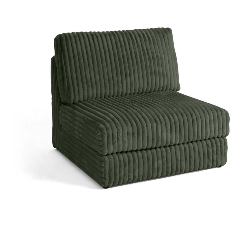 Lisa Design - Jasper - module d'assise sans accoudoirs - en fausse fourrure côtelée - vert