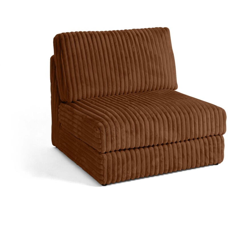 Lisa Design - Jasper - module d'assise sans accoudoirs - en fausse fourrure côtelée - rouille