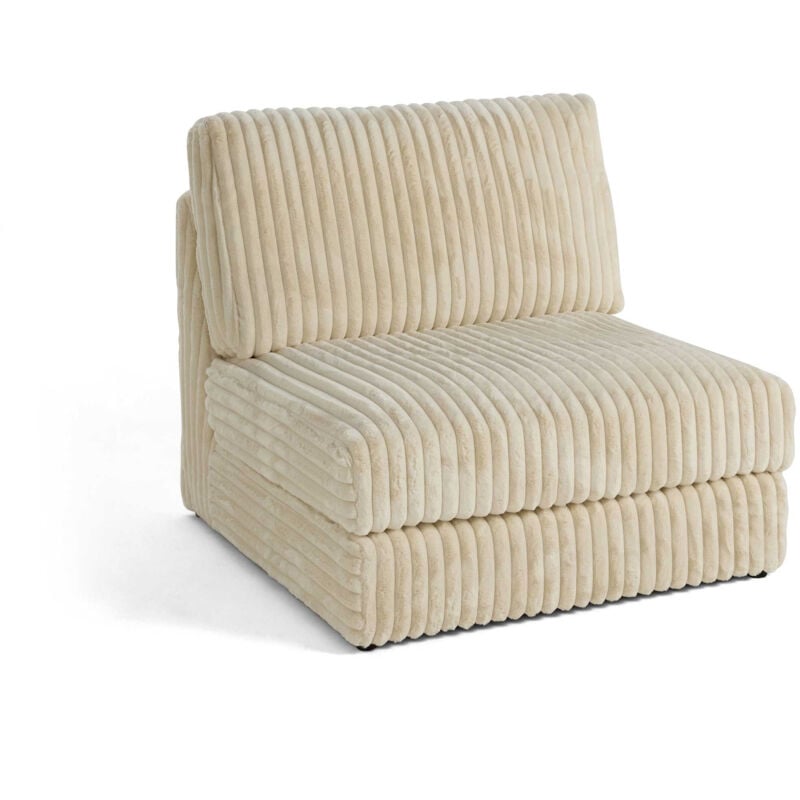 Lisa Design - Jasper - module d'assise sans accoudoirs - en fausse fourrure côtelée - beige