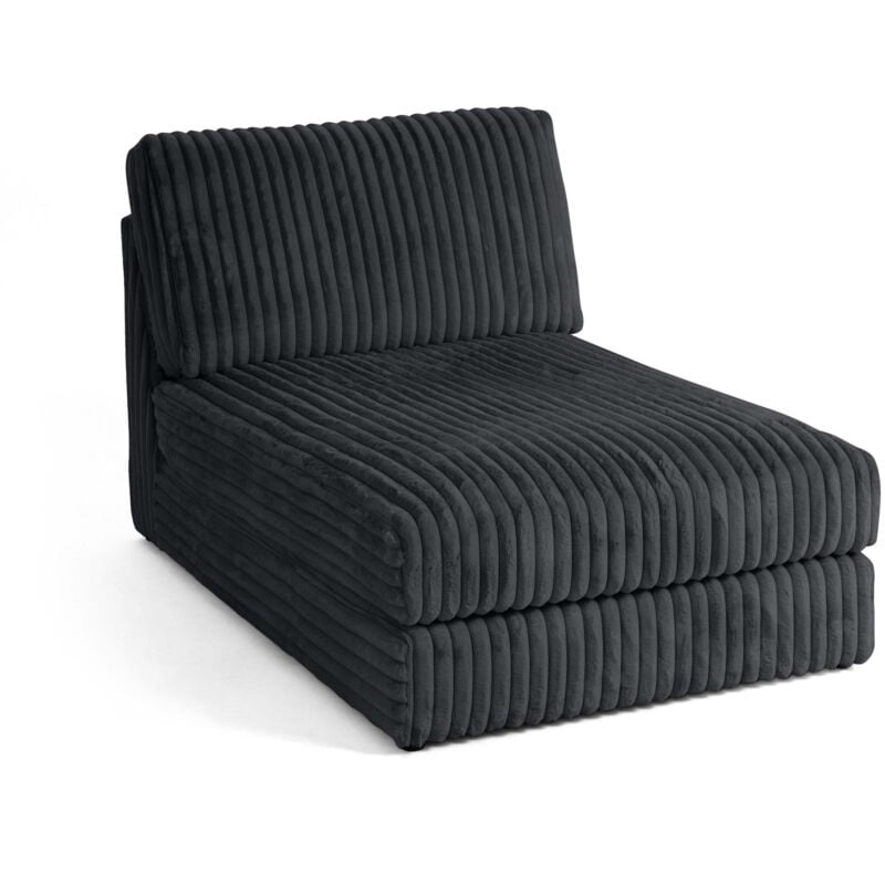 Lisa Design - Jasper - module méridienne - en fausse fourrure côtelée - gris anthracite