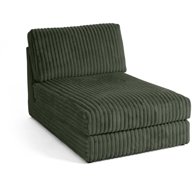 Lisa Design - Jasper - module méridienne - en fausse fourrure côtelée - vert