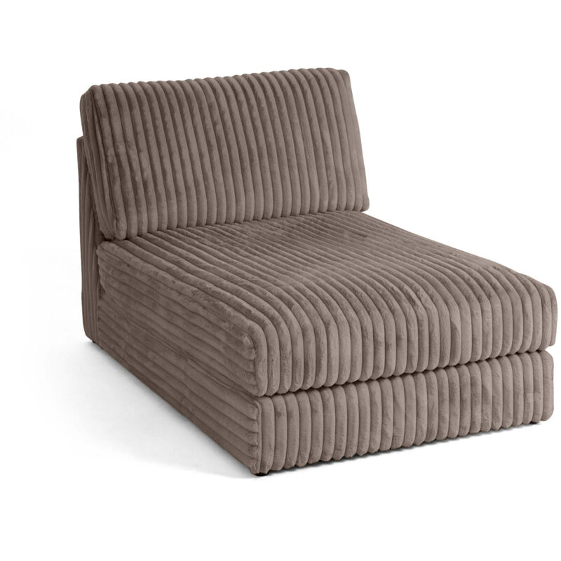 Lisa Design - Jasper - module méridienne - en fausse fourrure côtelée - taupe