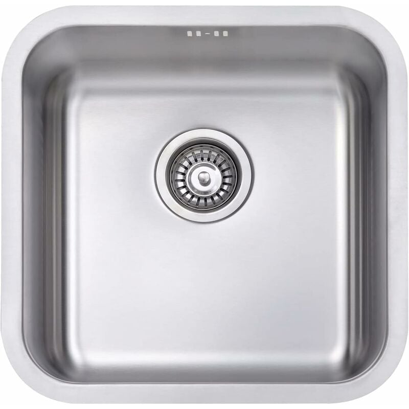 Evier Cuisine 1 Bac Carré Finition Satinée, acier inoxydable, sous plan 450 x 450 mm - Jassferry