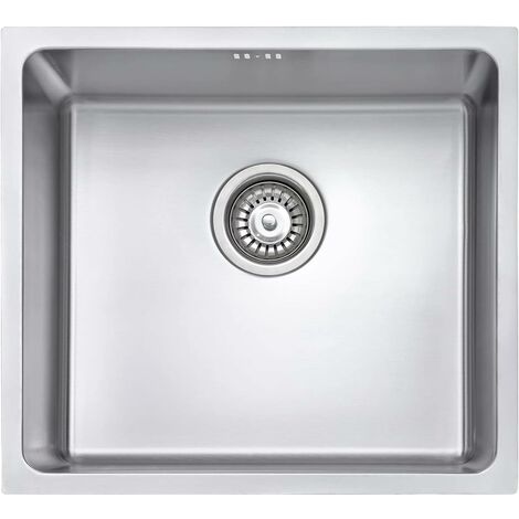 JASSFERRY Évier de cuisine 1 bac, acier inoxydable, 490 x 440 mm sous plan, avec crépine