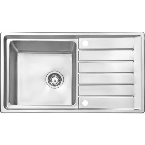 JASSFERRY Évier de cuisine 1 bac Acier Inoxydable, 86 x 50 x 21 cm avec égouttoir réversible