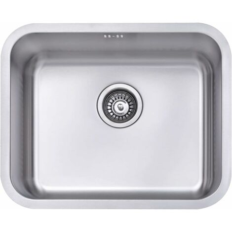 JASSFERRY Évier de cuisine 1 bac, acier inoxydable, sous plan 550 x 450 mm avec Siphon et Trop-Plein