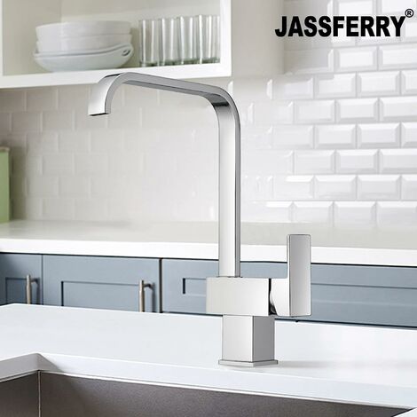 JASSFERRY Italian Designer Rectangle Lever Kitchen Sink Mixer Tap Chrome Monobloc Brass