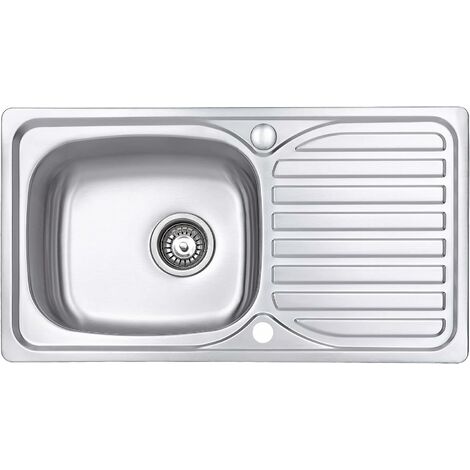 JASSFERRY Küchenspüle 1 Becken Einsatz, 800 x 440 mm Umkehrbarem Abtropffläche Waschbecken aus Edelstahl Einbau mit Abfallsieb