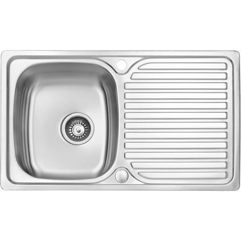 JASSFERRY Küchenspüle 1 Becken Einsatz, 800 x 480 mm Umkehrbarem Abtropffläche Waschbecken aus Edelstahl Einbau mit Abfallsieb
