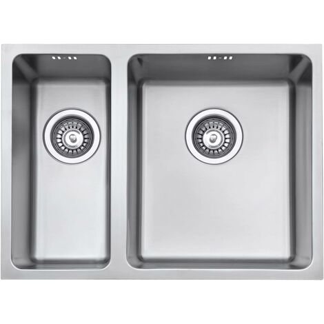 JASSFERRY Küchenspüle Edelstahl 1,5 Becken Unterbau 590 x 440 mm mit Überlauf