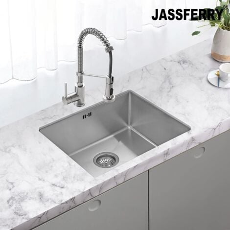 JASSFERRY Undermount Kitchen Sink Handmade Design 1.2mm Thickness Square Stainless Steel 1 Bowl with Strainer Waste kit, 540 X 440 mm