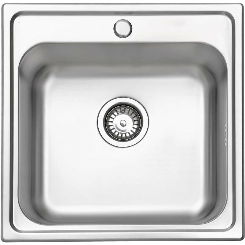 Jassferry - vier de cuisine 1 Bac , Acier Inoxydable, Encastré 500× 500 mm avec Siphon et Trop-Plein